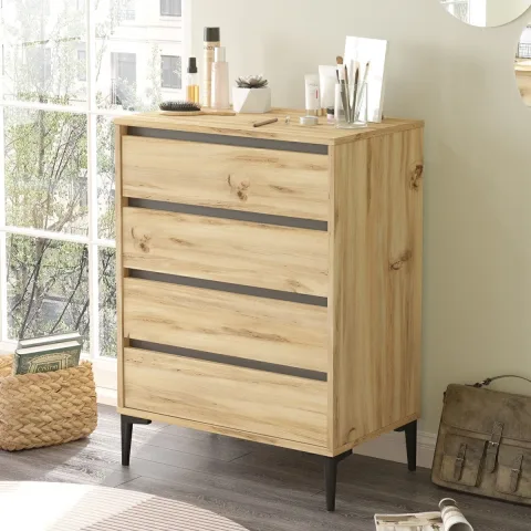 Chiffonnier Oliver 4 tiroirs 98cm Feutre-anthracite OLI7-KA