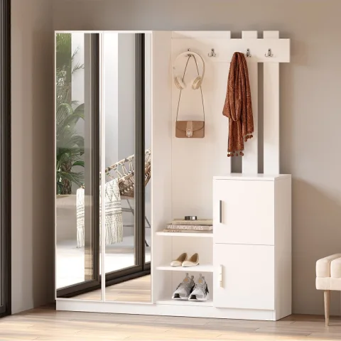 Vestiaire Jade Portemanteau Meuble à chaussures Blanc JAD8-W