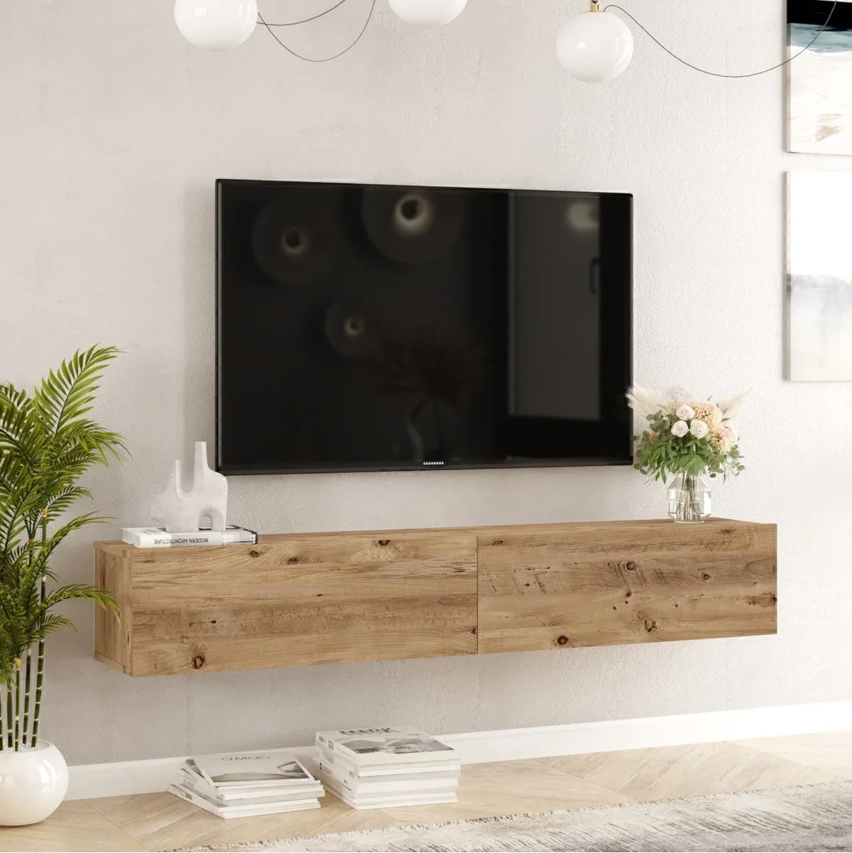 Meuble TV Aven avec portes 180cm Pin AVE8-A