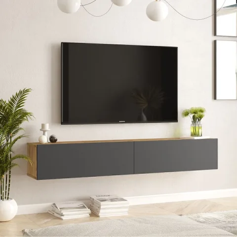 Meuble TV Aven avec portes 180cm Pin-Anthracite AVE8-AA