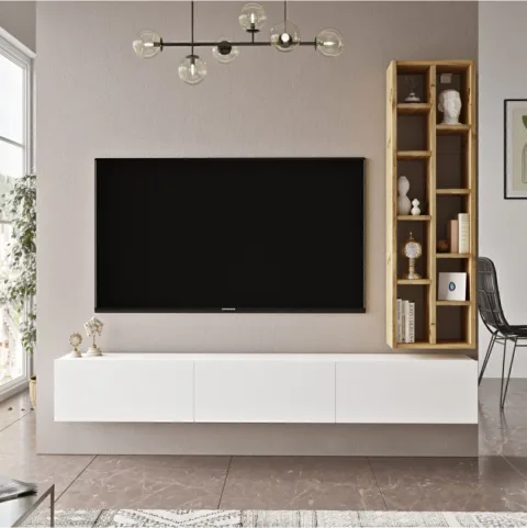 Arya Meuble TV Bibliothèque 175cm Feutre-blanc ARY9-WK