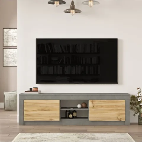 Arya Meuble TV 160cm Feutre-béton ARY12-KR
