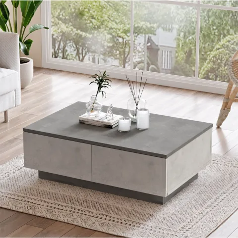 Arya Table basse 2 portes Béton-pierre ARY17-GT