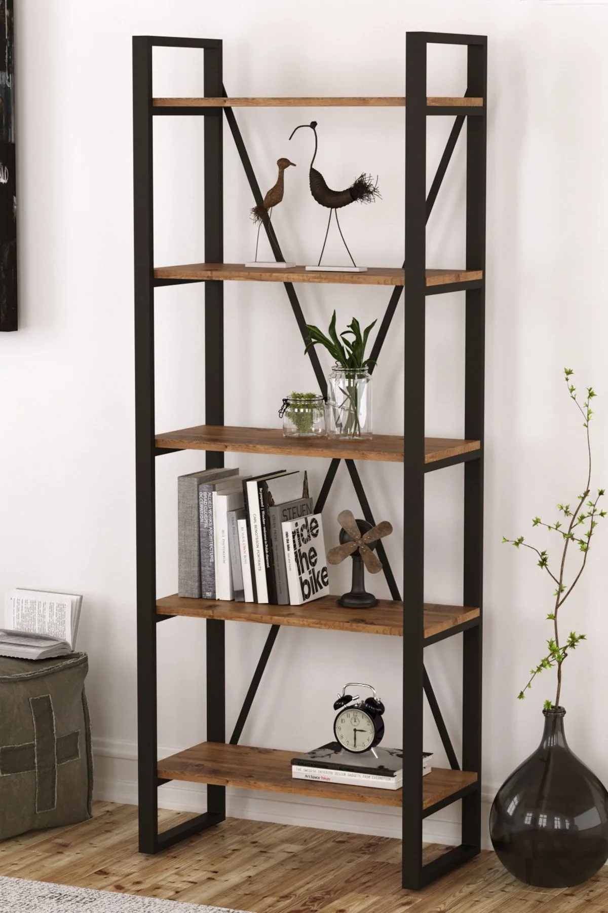 EL1 Elanor Bibliothèque Métal 5 étagères 69cm*34cm*180cm ELA1-A