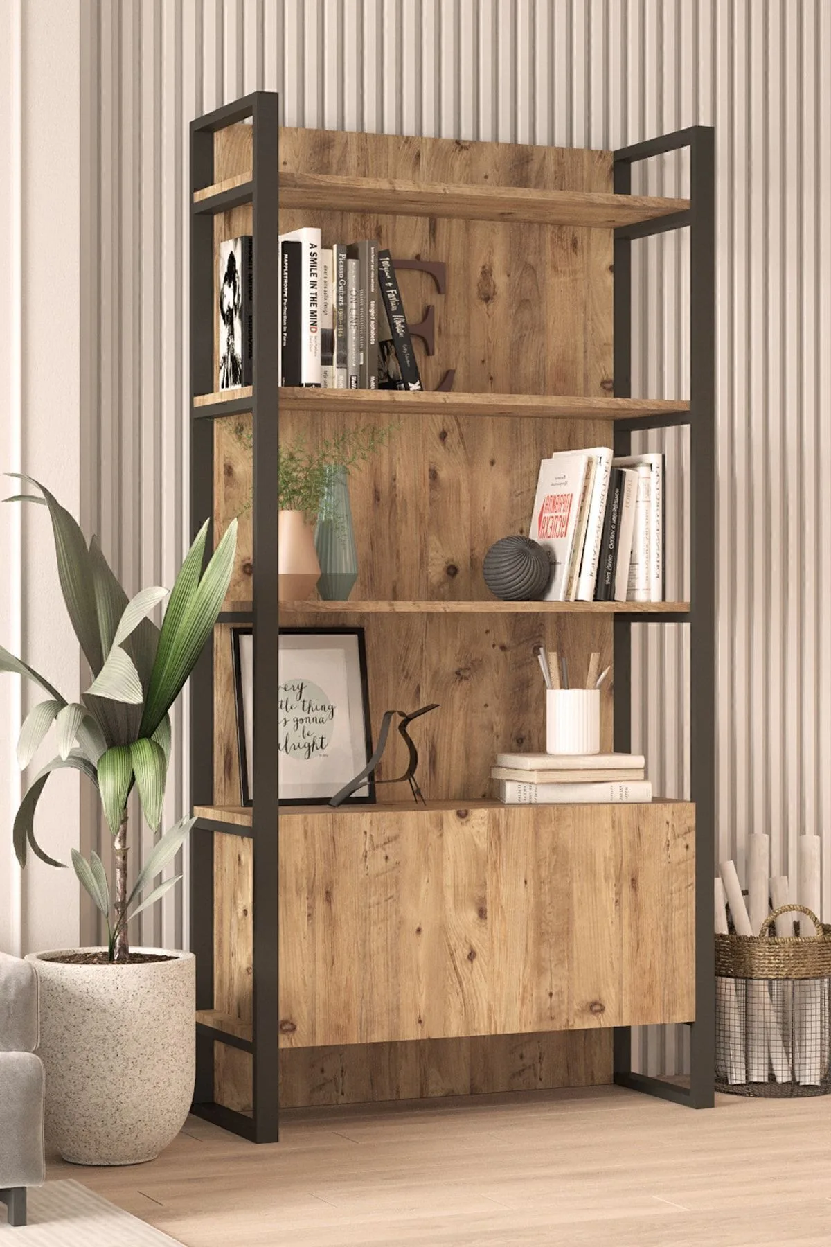 EL6 Elanor Bibliothèque avec éléments Métal et portes ELA6-A