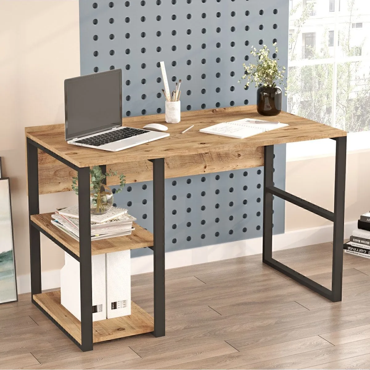 EL8 Elanor Bureau Métal 120cm avec bibliothèque ELA8-A