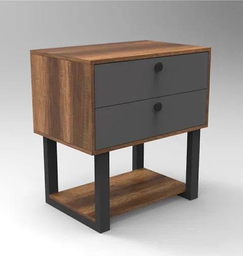 Meva C Caisson de bureau 2 tiroirs Pieds Métal Baroque-Anthracite MEV03-BA