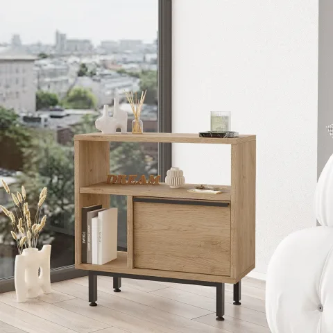 Bohem Table d'appoint table de chevet avec portes et pieds en métal Sepet BOH6-S