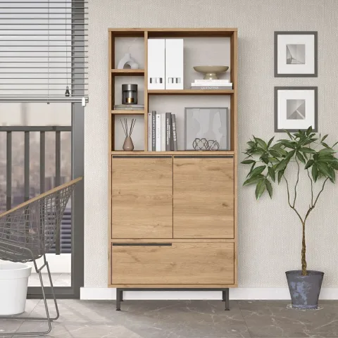 Bohem Armoire de classement de bureau bibliothèque 3 portes avec pieds en métal Sepet BOH9B-S