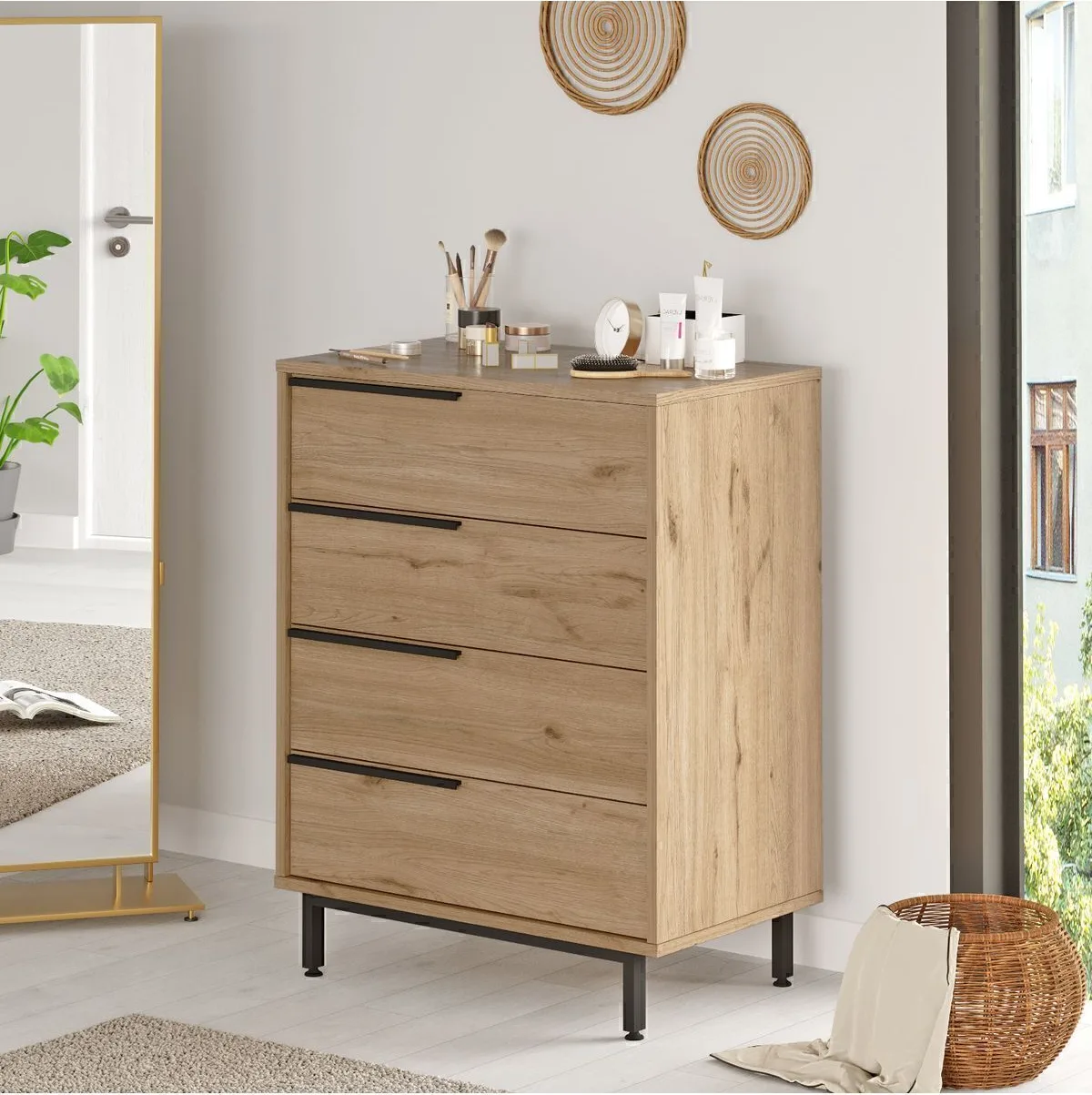 Chiffonnier Bohème 4 tiroirs avec pieds en métal Sepet BOH17-S