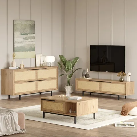 Ensemble 3 pièces Meuble TV, table basse et console Bohème Sepet-UV impression Jüt BOH20-SU