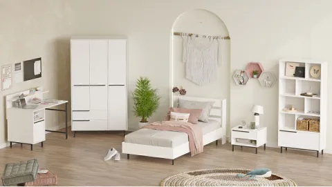 Ensemble 5 pièces Chambre d'adolescent Bohème Blanc BOH25-W