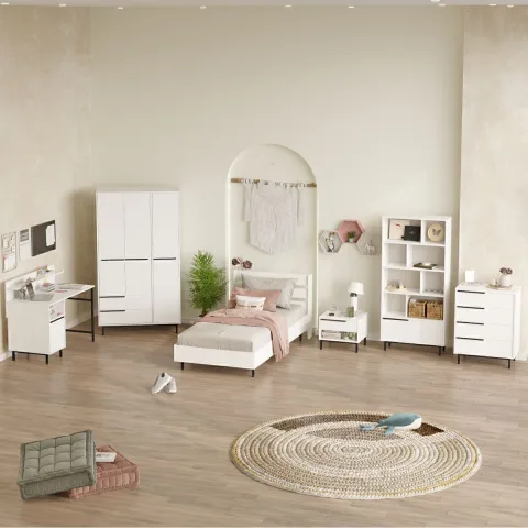 Ensemble 6 pièces Chambre d'adolescent Bohème Blanc BOH26-W