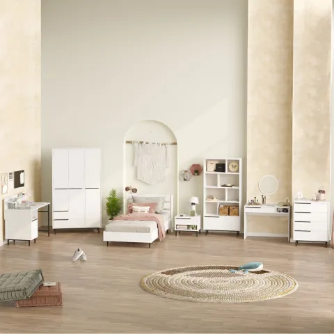 Ensemble 7 pièces Chambre d'adolescent Bohème Blanc BOH27-W