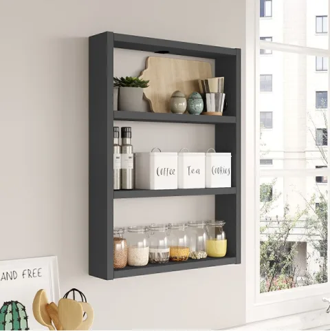 Monya Lot de 3 étagères murales pour cuisine et salle de bain Anthracite MON1-AN