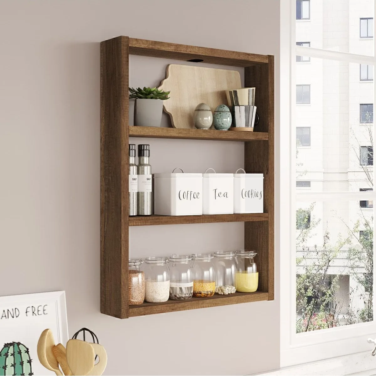 Monya Lot de 3 étagères murales pour cuisine et salle de bain Barok MON1-BR