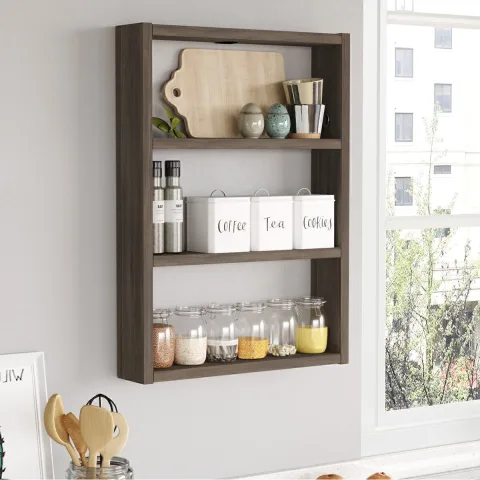 Monya Lot de 3 étagères murales pour cuisine et salle de bain Kahve MON1-CU
