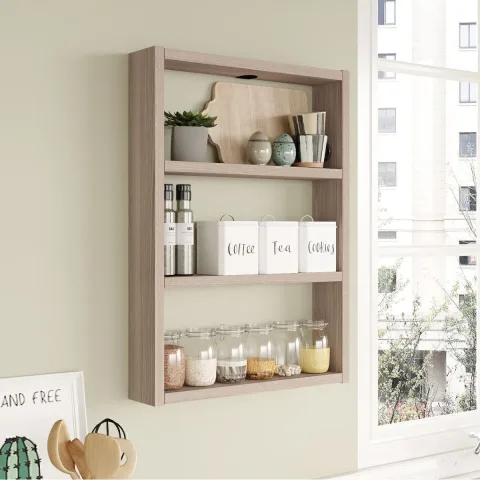 Monya Lot de 3 étagères murales pour cuisine et salle de bain Meşe MON1-O
