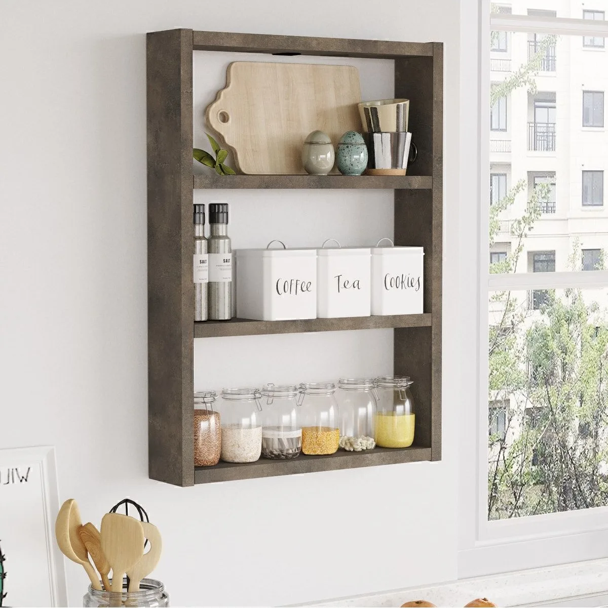 Monya Lot de 3 étagères murales pour cuisine et salle de bain Bronz MON1-PB