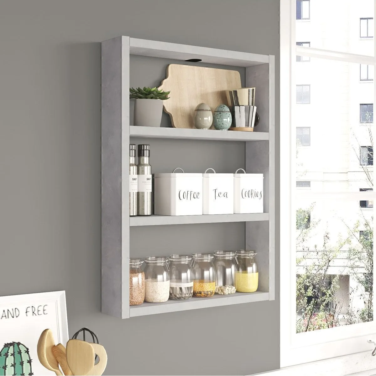 Monya Lot de 3 étagères murales pour cuisine et salle de bain Taş MON1-RT