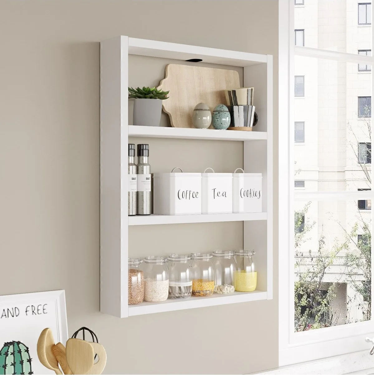 Monya Lot de 3 étagères murales pour cuisine et salle de bain Blanc MON1-W