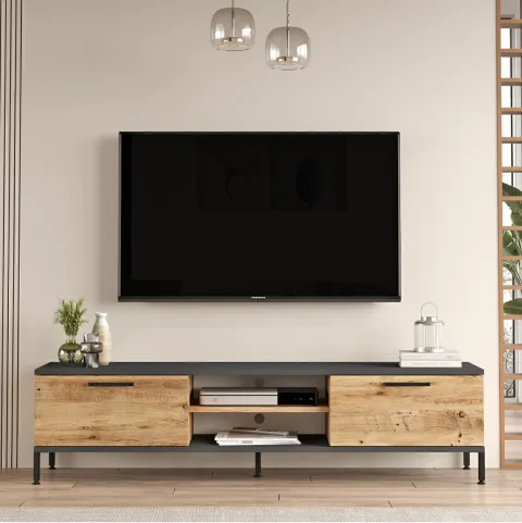 Meuble TV Best 160cm 2 portes avec pieds en métal Çam BES1-AA