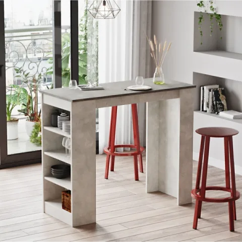 Harwick Table de bar 120cm, Table de cuisine/salle à manger Béton-Pierre HAR1-GT