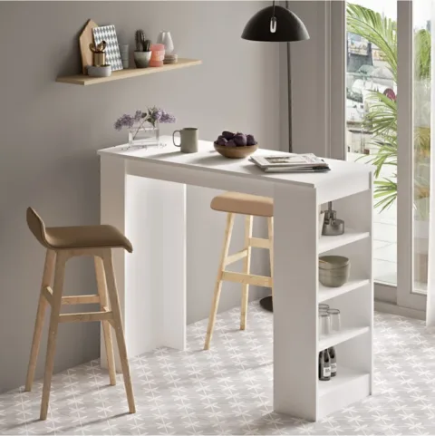 Harwick Table de bar 120cm, Table de cuisine/salle à manger Blanc HAR1-W