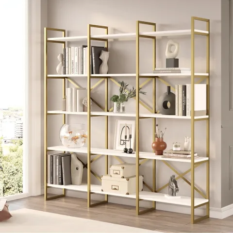 Atlantis Gold Bibliothèque métal 175cm avec 5 étagères et 3 compartiments larges Blanc ATL6-W