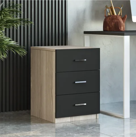 Bega C Caisson de bureau 3 tiroirs 3 Couleurs Chêne Noir BEG3-OB