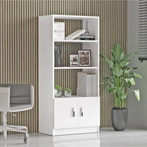 Bega D Bibliothèque de bureau avec étagères et portes 3 Couleurs Blanc BEG4-W