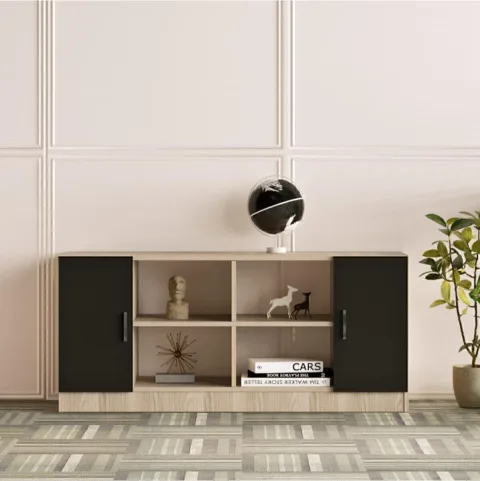 Bega F Bibliothèque de bureau avec portes 3 Couleurs Chêne Noir BEG6-OB
