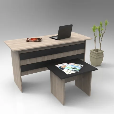 Bega AB Ensemble de bureau et table basse 2 pièces 3 Couleurs Chêne-Noir BEG8-OB