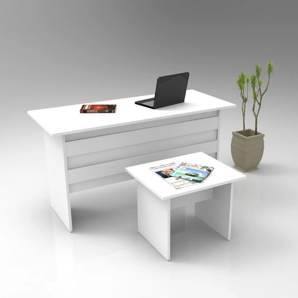 Bega AB Bureau et Table basse de bureau, ensemble de 2, 3 couleurs Blanc BEG8-W