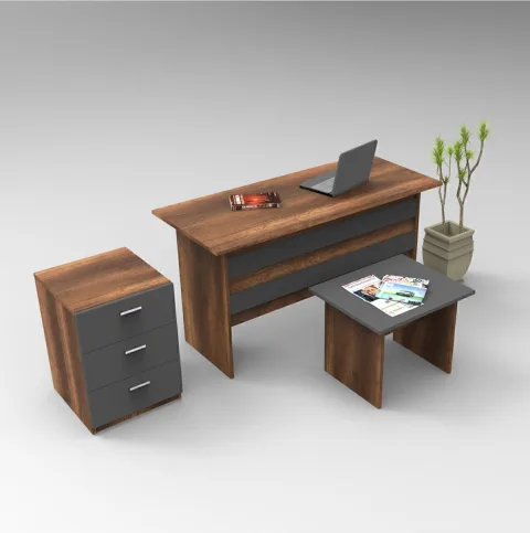 Bega ABC Bureau, Table basse et Caisson de bureau, ensemble Barok-Anthracite BEG9-BA