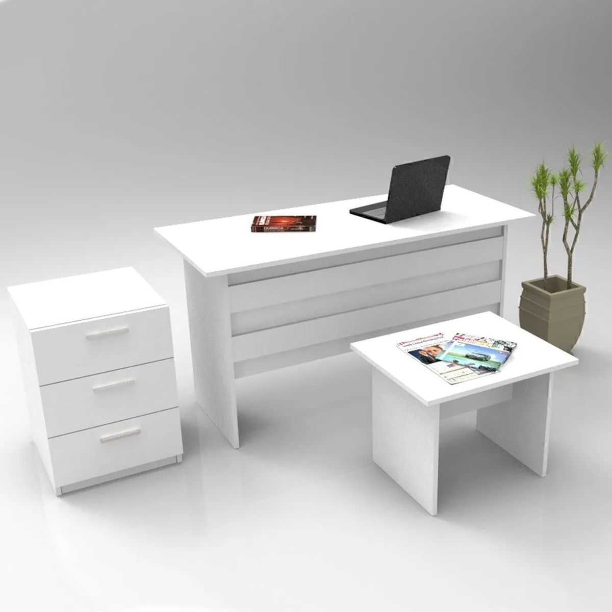 Bega ABC Bureau, Table basse et Caisson de bureau, ensemble 3 couleurs Blanc BEG9-W