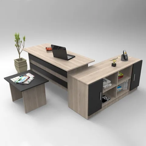 Bega ABF Ensemble de bureau 3 couleurs Chêne Noir BEG10-OB