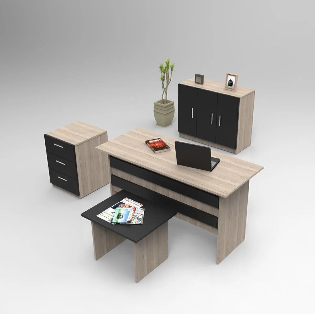 Bega ABCE Ensemble de bureau 3 couleurs Chêne Noir BEG12-OB