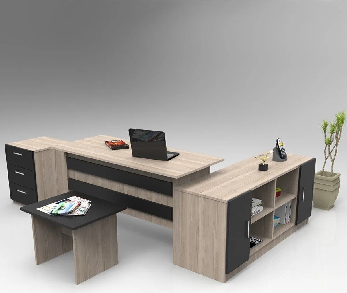 Bega ABCF Ensemble de bureau 3 couleurs Chêne Noir BEG13-OB