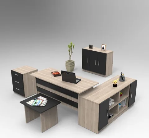 Bega ABCEF Ensemble de bureau 3 couleurs Chêne-Noir BEG16-OB