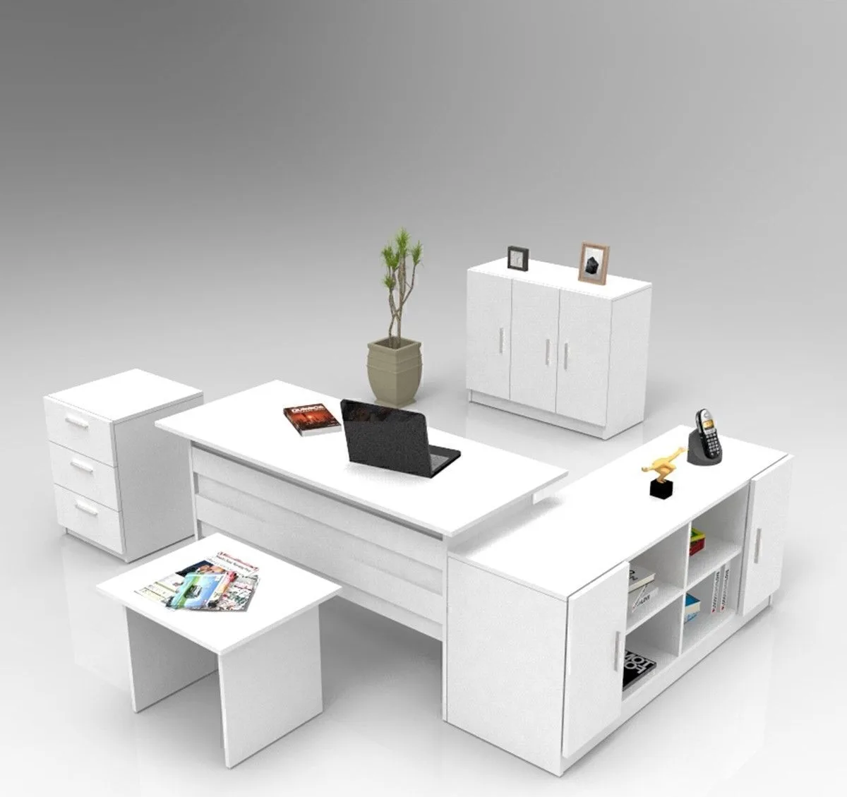Bega ABCEF Ensemble de bureau 3 couleurs Blanc BEG16-W
