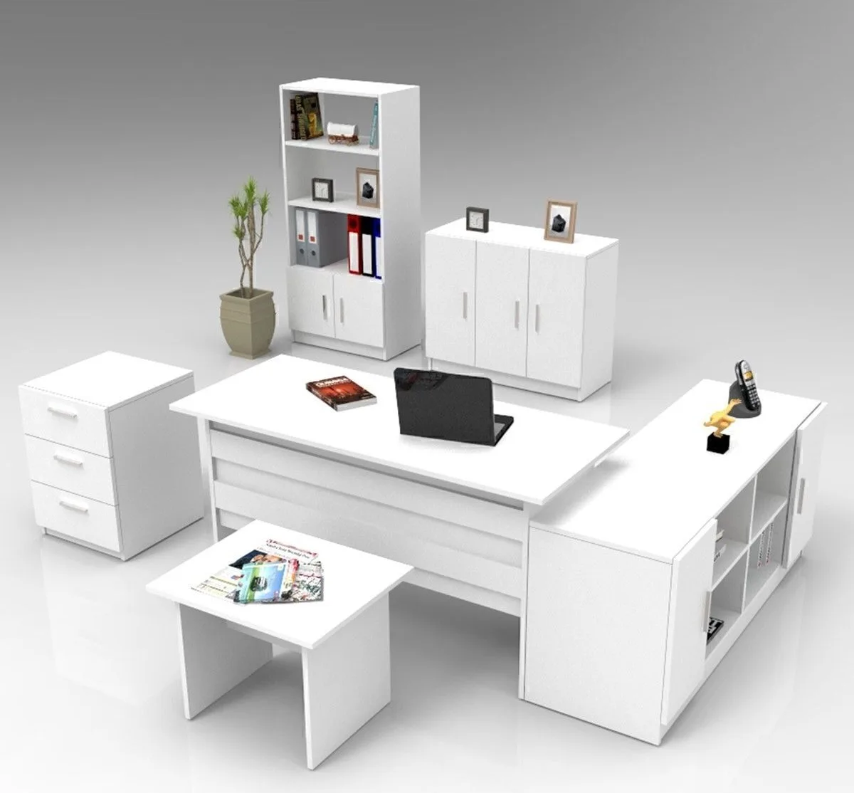 Bega ABCDEF Ensemble de bureau 3 couleurs Blanc BEG17-W