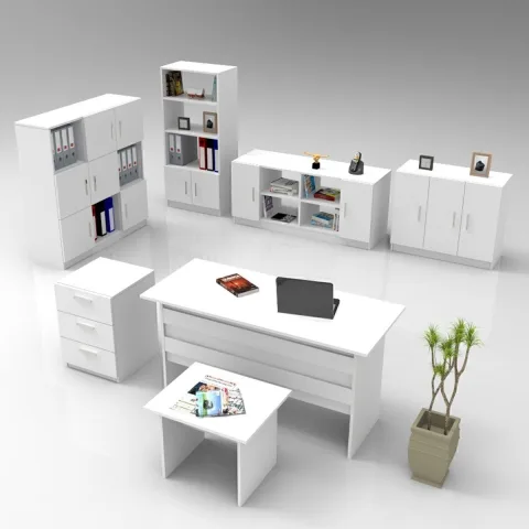 Bega ABCDEFG Ensemble de bureau 3 couleurs Blanc BEG18-W