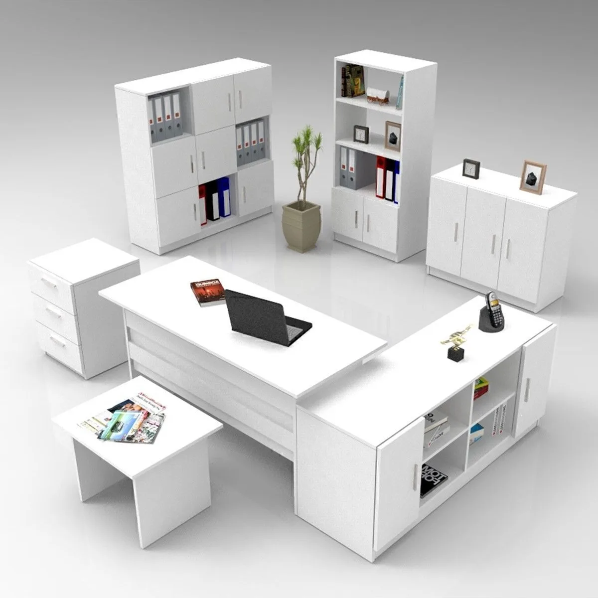 Bega ABCDEFG2 Ensemble de bureau de direction 3 couleurs Blanc BEG19-W