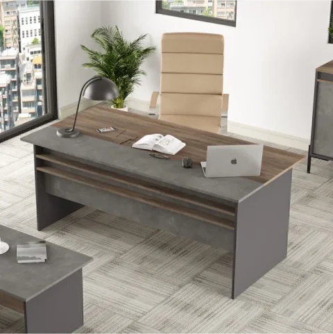 Navaris A Bureau 180cm*90cm Café-Béton-Anthracite NAV1-CGA