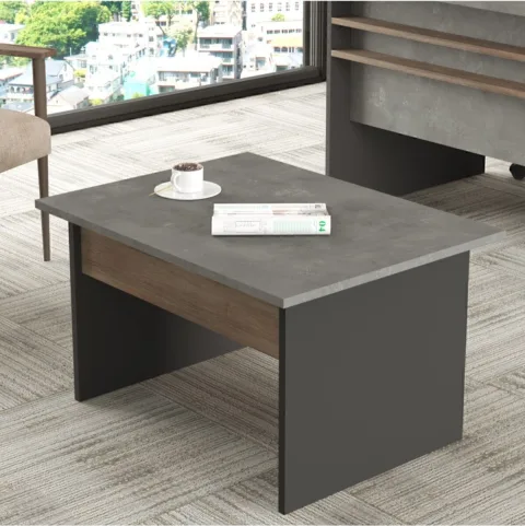 Navaris B Table basse de bureau 80cm*60cm Café-Béton-Anthracite NAV2-CGA