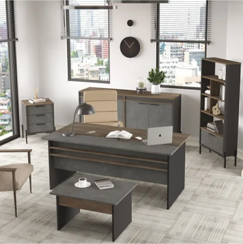 Navaris Abcde Ensemble de bureau Café-Béton-Anthracite NAV9-cga