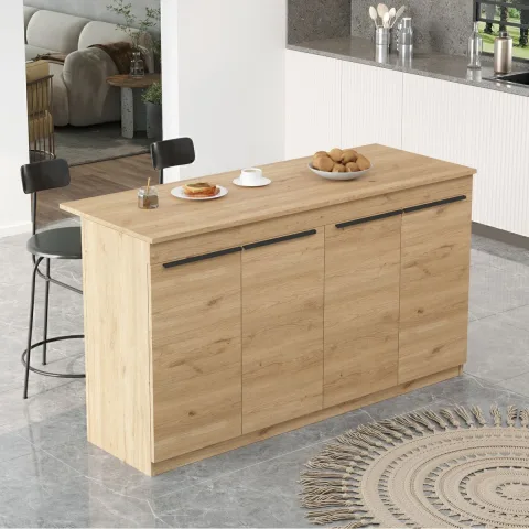 Island 160cm Îlot de cuisine, Table à manger 4 portes Sepet ISL1-S