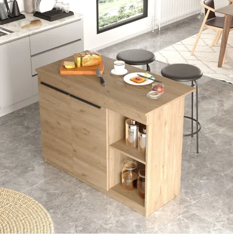 Island 120cm Table de salle à manger îlot de cuisine avec 2 portes Sepet ISL2-S