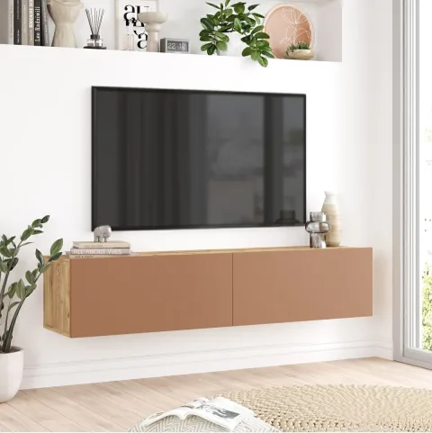 Aven Meuble TV avec portes 140cm Pin-Tuile AVE10-AK